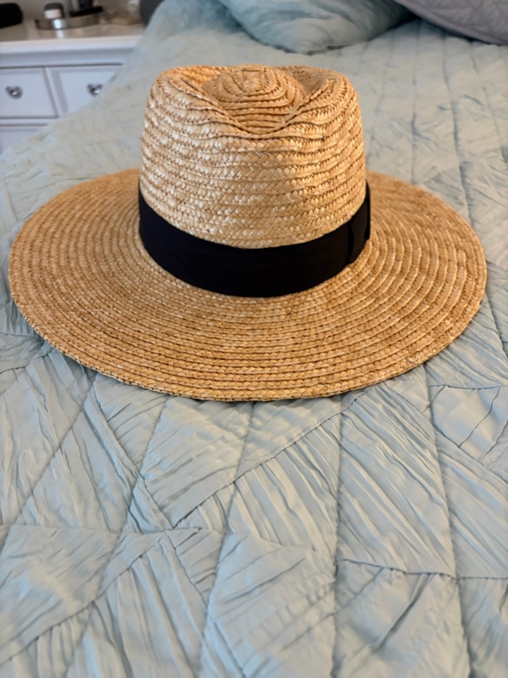 Brixton Natural Straw Wide Brim Hat with Black Band